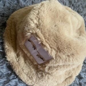 Tan Faux Fur Bucket Hat